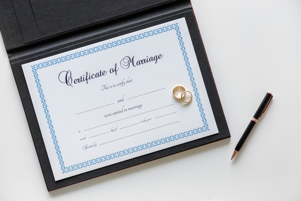 certificate of marriage